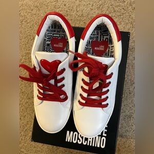 Moschino white and red sneakers